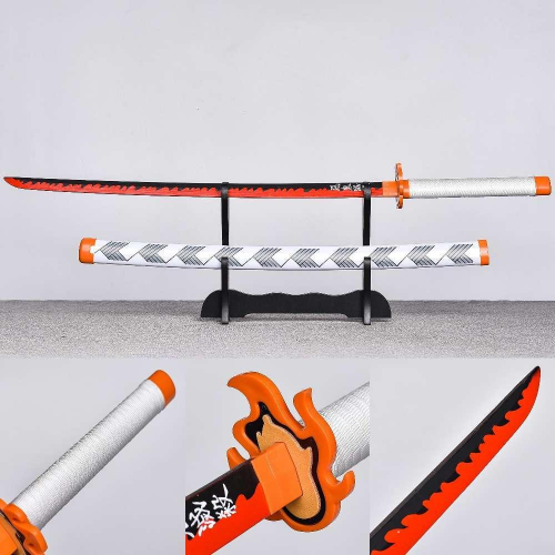 Wooden Sword With Scabbard Demon Slayer Rengoku Kyojuro Cosplay wooden-sword-with-scabbard-demon-slayer-rengoku-kyojuro-cosplay