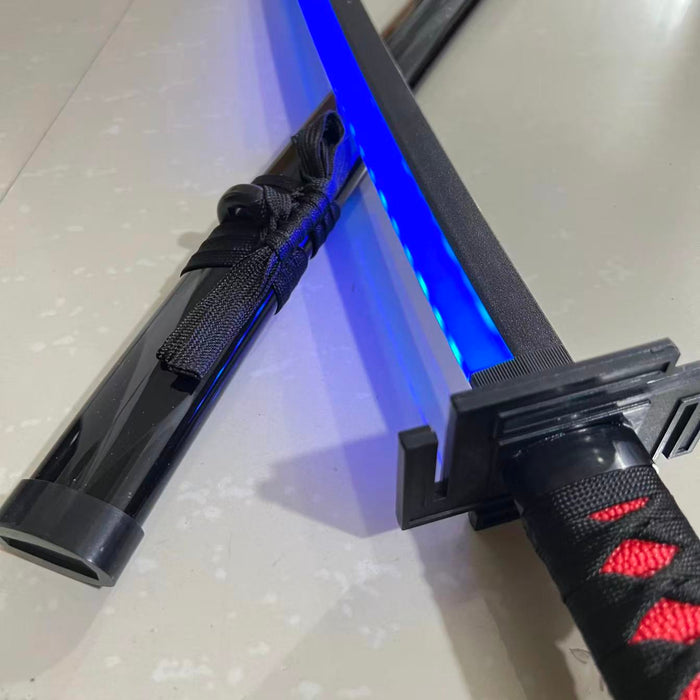 Bleach Ichigo Light up Wooden Katana with chain (Blue) G328