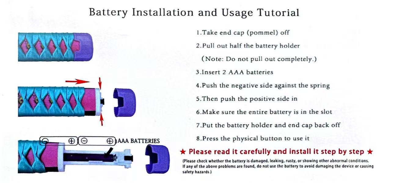 One Piece Zoro Shusui Light up Wooden Katana (Purple) G310