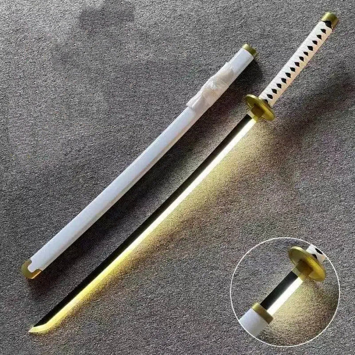 One Piece Zoro Wado Ichimonji Light up Wooden Katana (White) G311