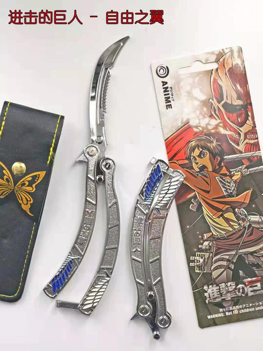 Attack on Titan Anime Balisong Trainer (Blunt Blade - Non sharp).