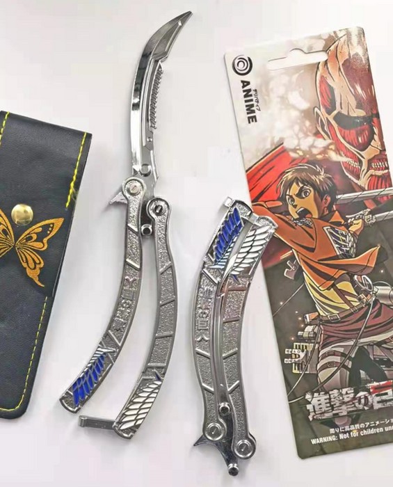 Attack on Titan Anime Balisong Trainer (Blunt Blade - Non sharp).