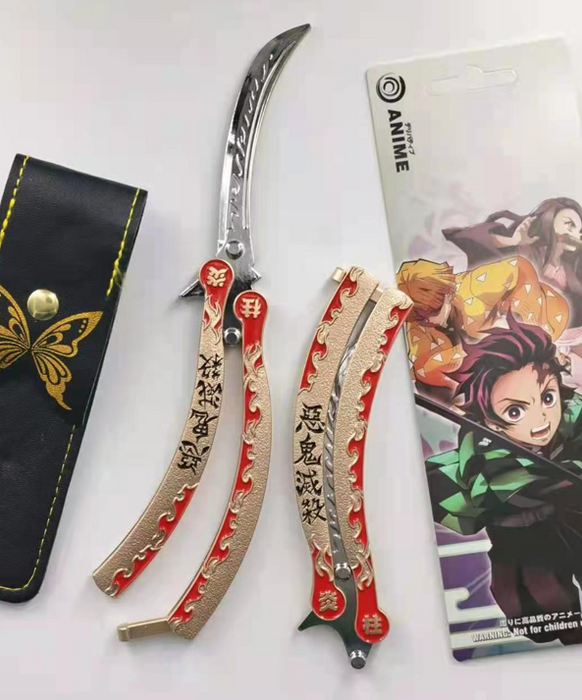 Demon Slayer Anime Balisong Trainer (Blunt Blade - Non sharp).